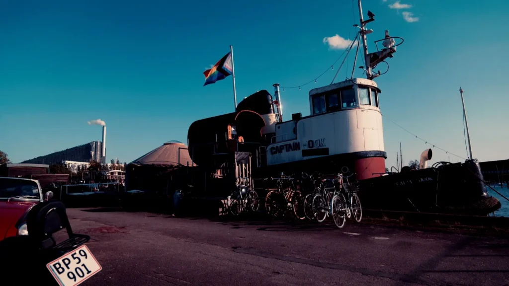 Old icebreaker boat at quay